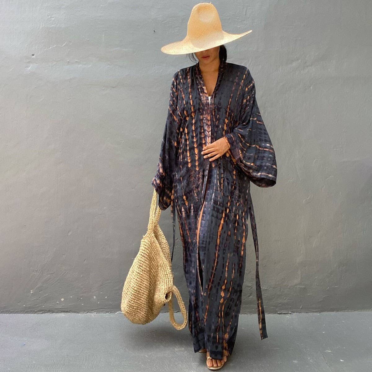 Tie-Dye Beach Cover-Up Cardigan Bikini Sunscreen_Cwmm6299