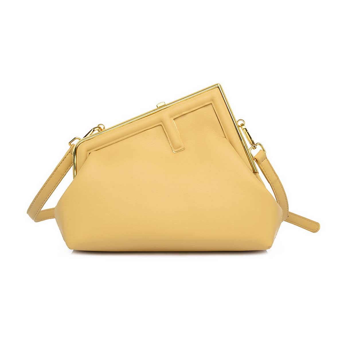 RETRO SIMPLE METAL CLIP SHOULDER BAG_CWAB1598