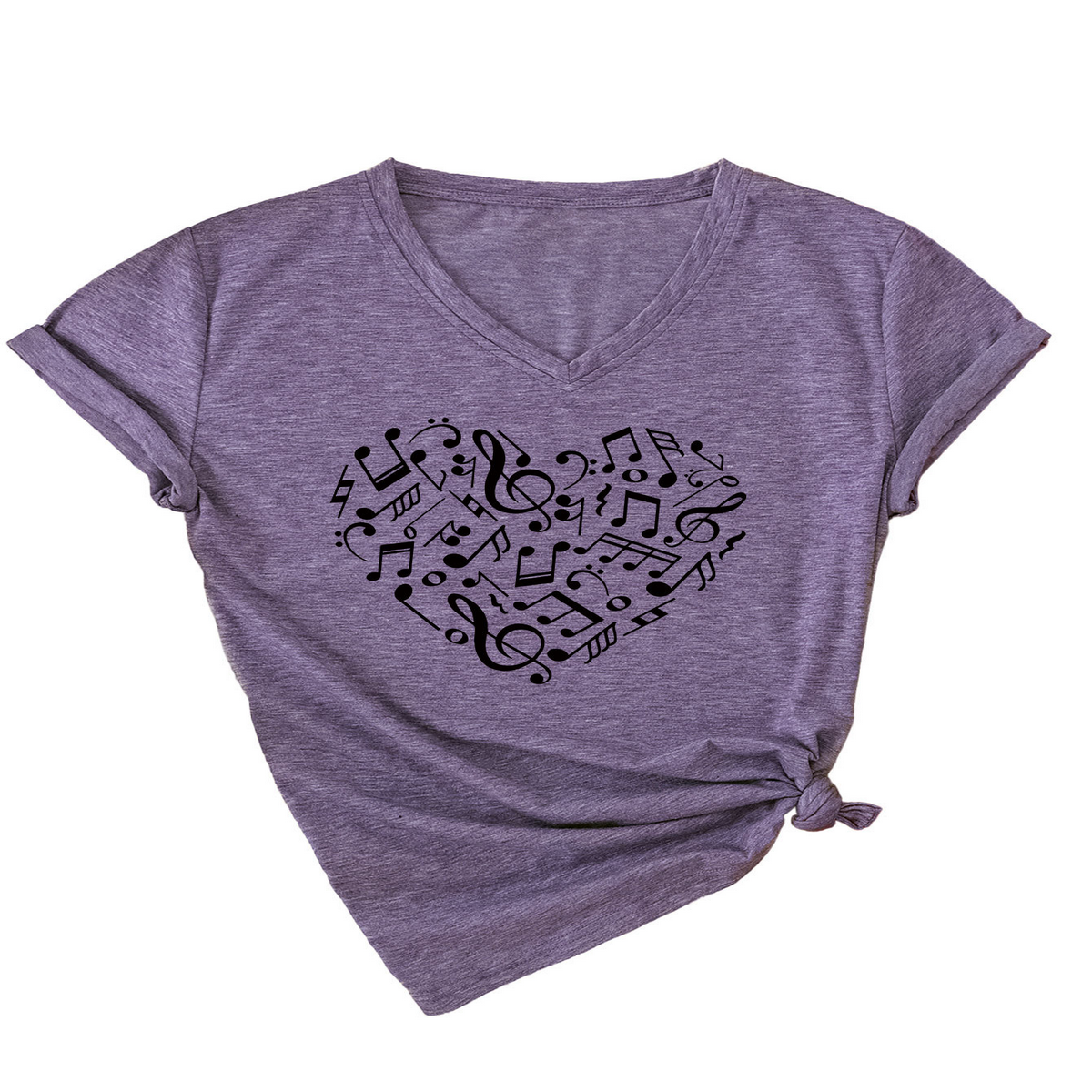 HEART AND MUSIC V NECK T SHIRT RELAXED FIT_CWTTS1541