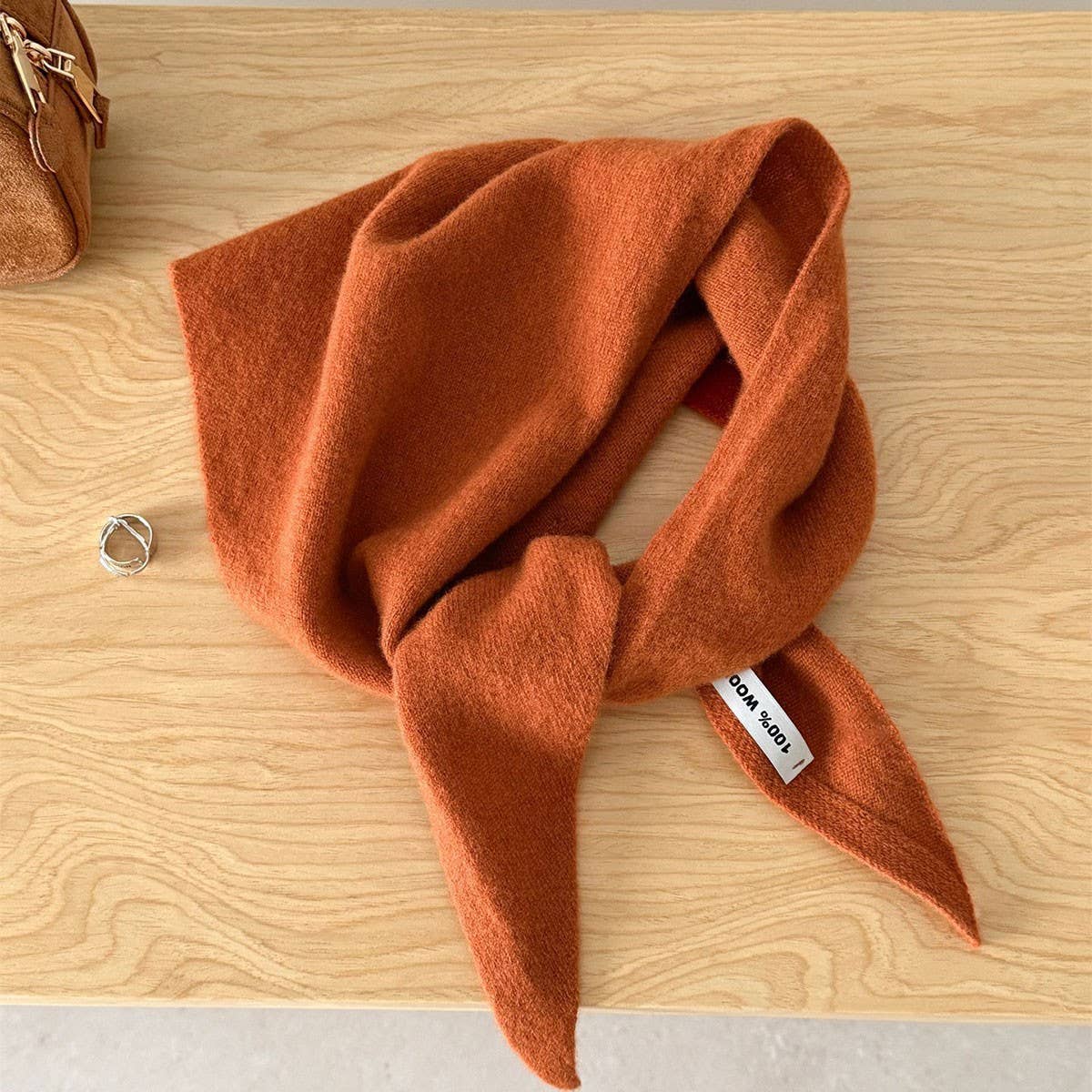 100% Wool Triangle Scarf Warm Knit Shawl_Cwov00262