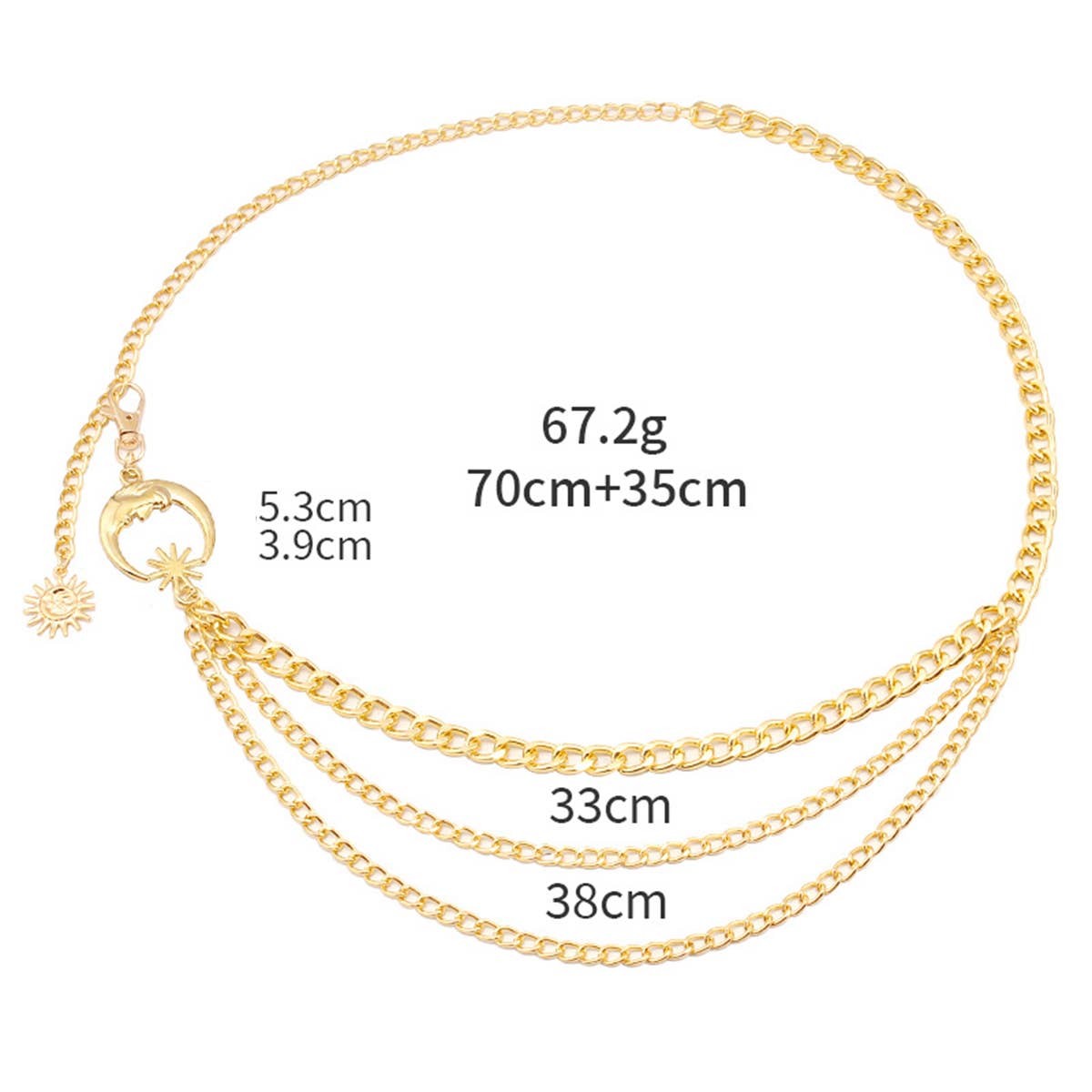 HIP HOP PUNK STYLE MOON MULTI LAYER BODY CHAIN_CWMM0656