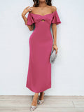 Solid Color Peach Collar Slim-Fit Dress