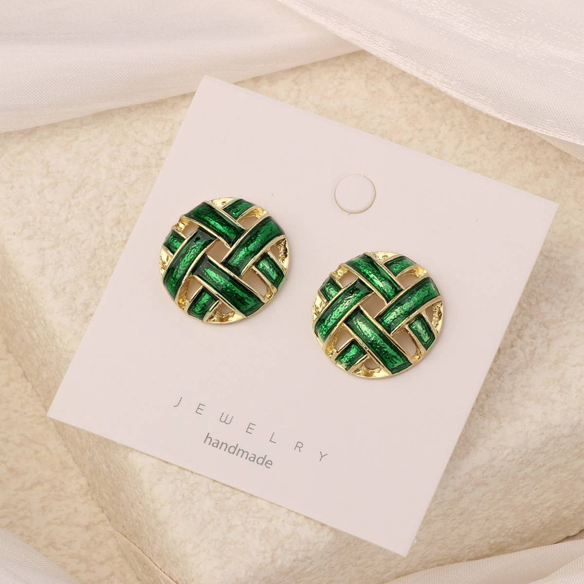 NEW SIMPLE HOLLOW GRID FOUR LEAF EARRINGS_CWAJE3985