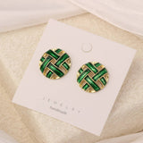 NEW SIMPLE HOLLOW GRID FOUR LEAF EARRINGS_CWAJE3985