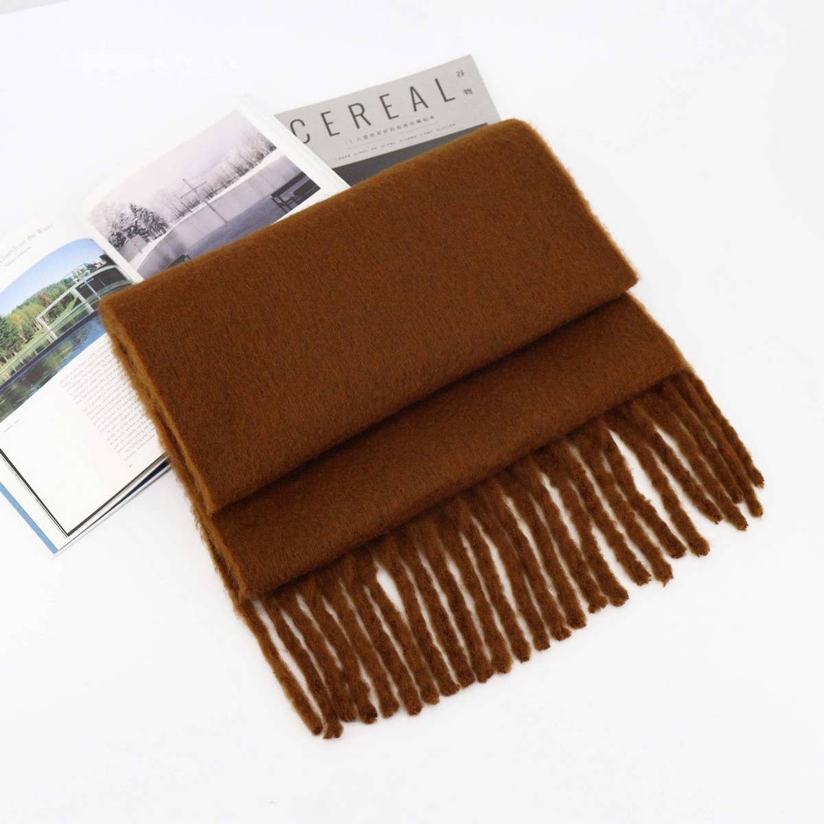 THICK MOHAIR SCARF WINTER TASSEL WRAP FOR WOMEN_CWASC1099
