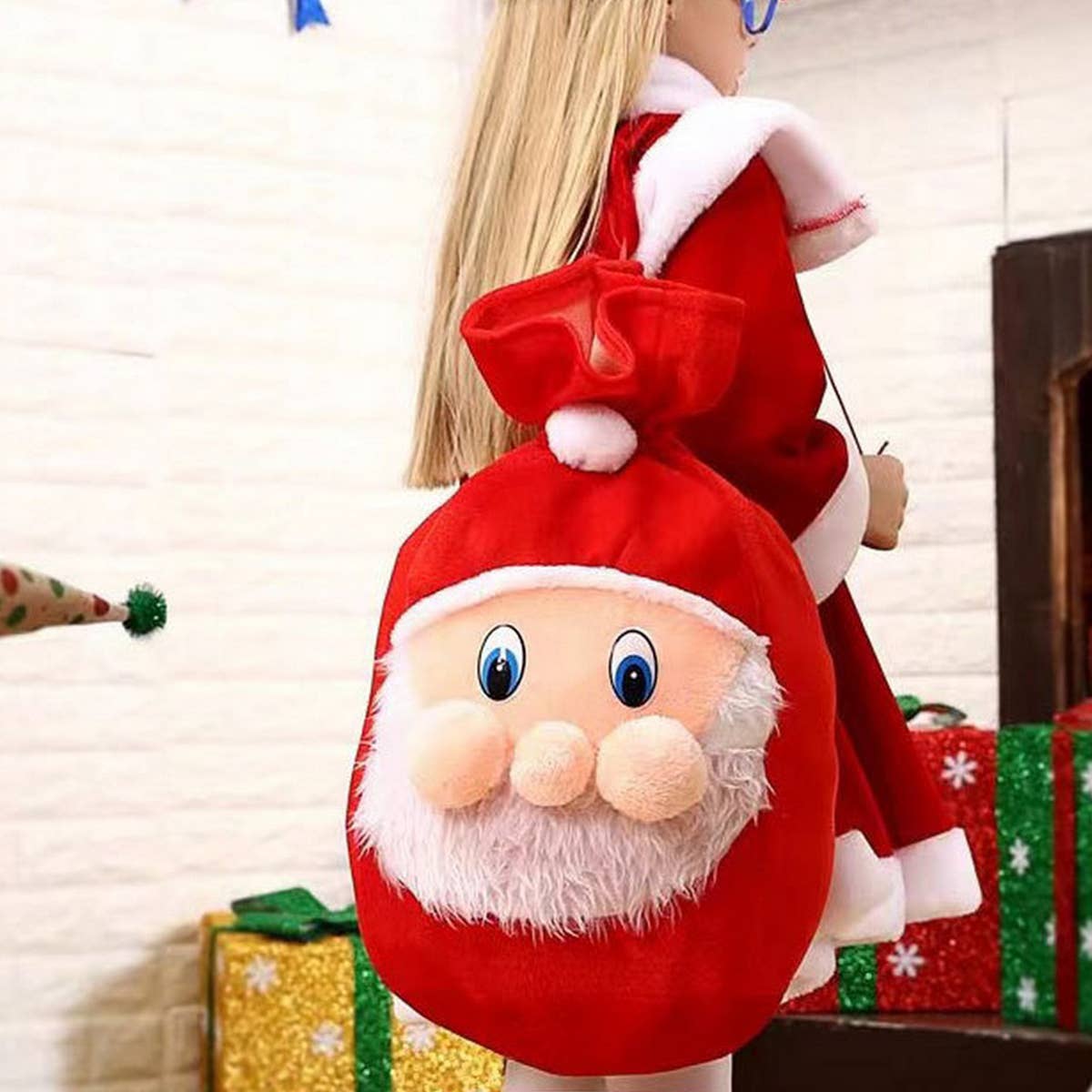 Cwmm9696_Santa Claus Smiley Face Ornament Backpack Bag
