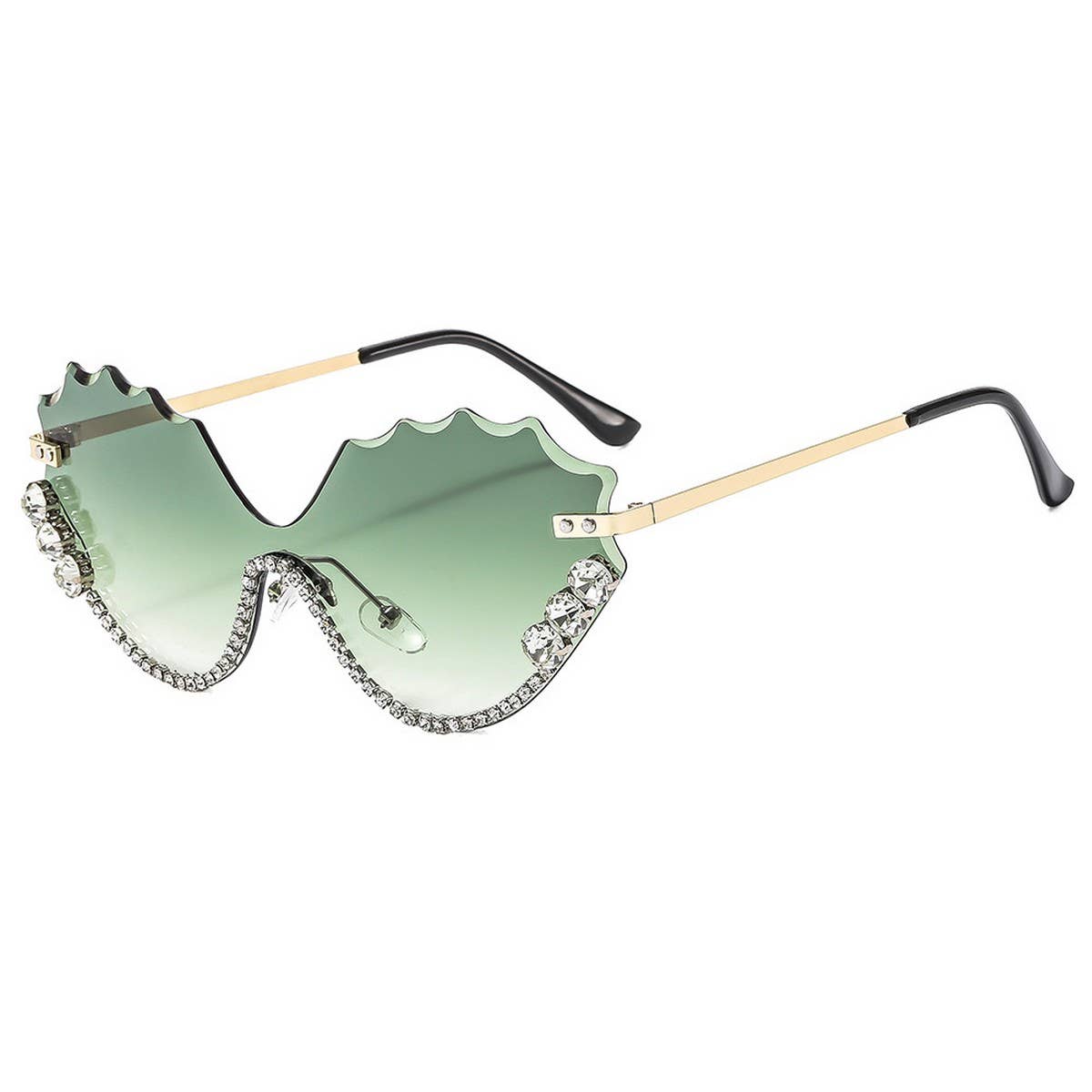 HALF FRAME WING CUTOUT RHINESTONE SUNGLASSES_CWASG1191