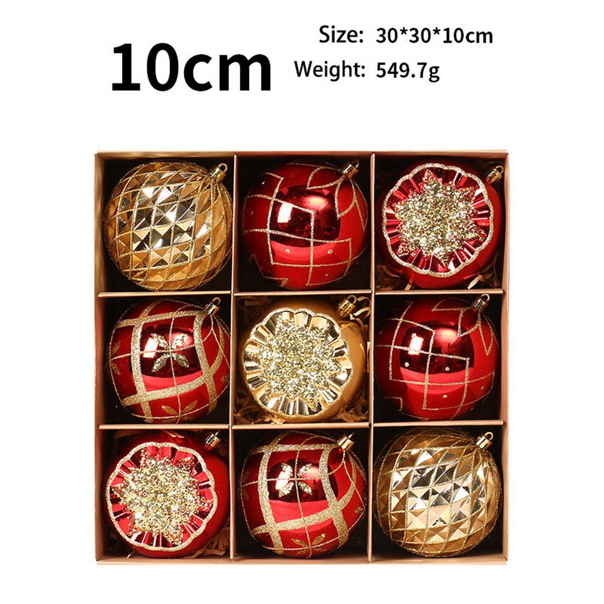 CHRISTMAS ORNAMENTS 10CM PAINTED BALL SET DECOR_CWMM9890