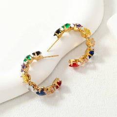 LIGHT LUXURY C SHAPED DIAMOND EARRINGS_CWMM3668