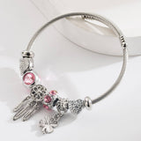 Trendy Hollow Clover Heart Titanium Bracelet_Cwmm8569