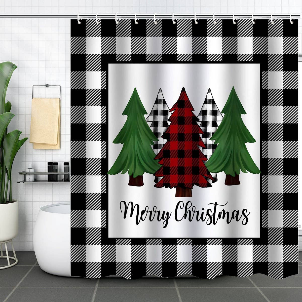 HOT SALE CHRISTMAS WATERPROOF SHOWER CURTAIN_CWMM1808