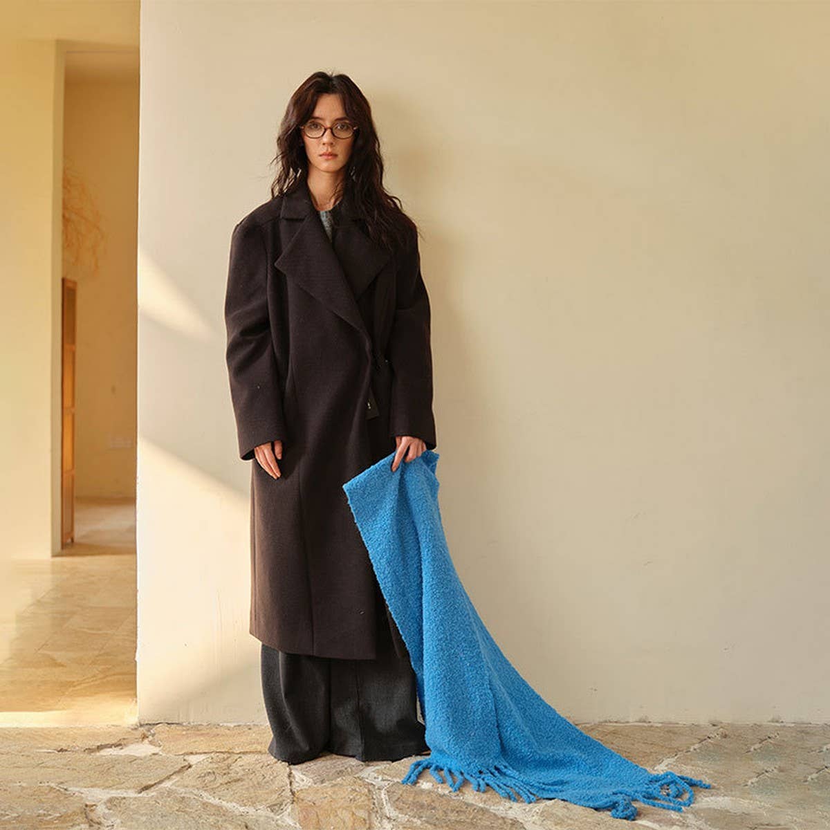 50 WOOL CIRCLE SCARF LONG WOVEN WINTER WRAP_CWASC2307