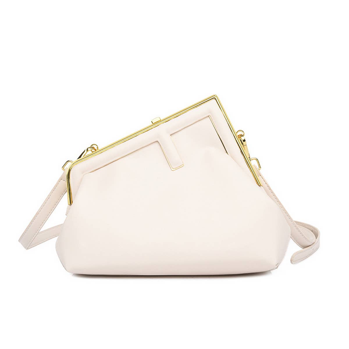 RETRO SIMPLE METAL CLIP SHOULDER BAG_CWAB1598