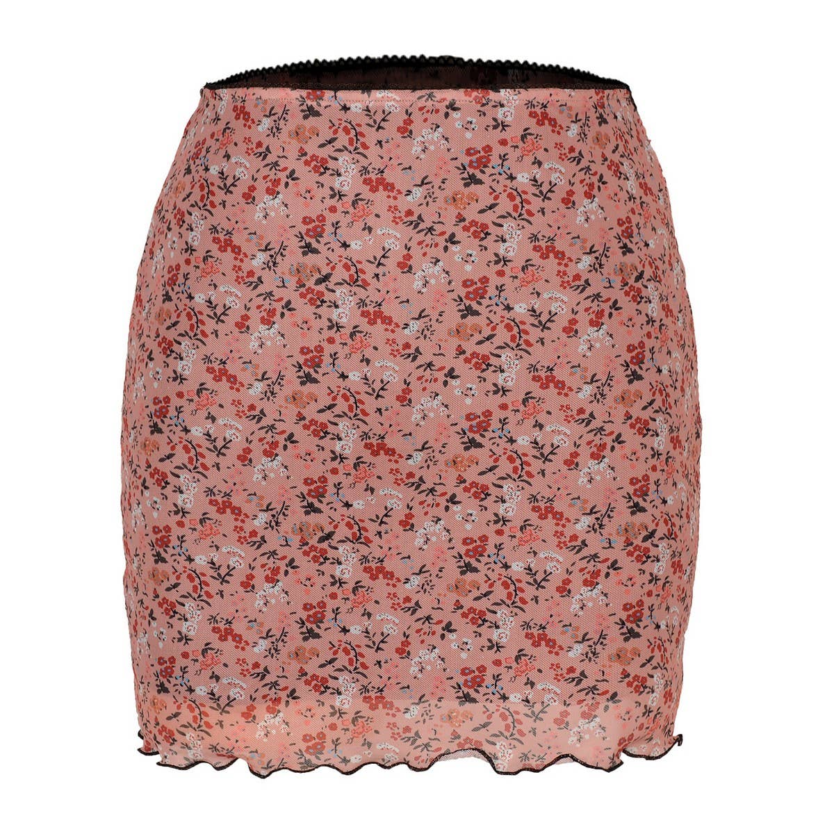PRINTED MESH SKIRT DOUBLE LAYER SLIM HIP SKIRT_CWAB4794 1