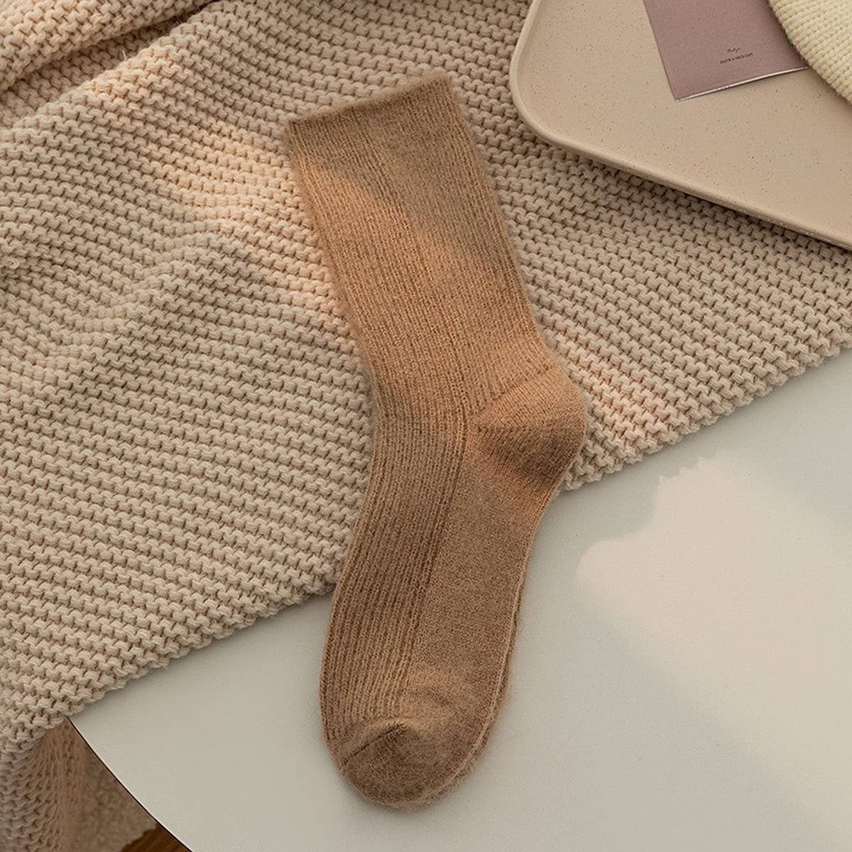 AUTUMN AND WINTER SOLID COLOR ALL MATCH PILE SOCKS_CWMS1048