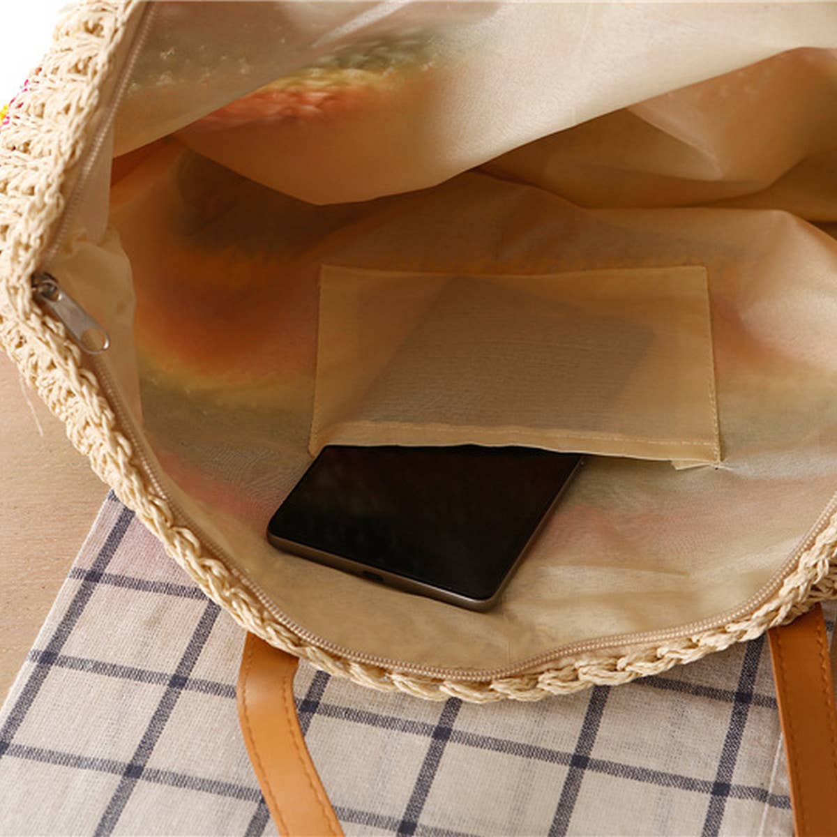 FOREST RAINBOW STRIPED STRAW SHOULDER BAG_CWAB2013