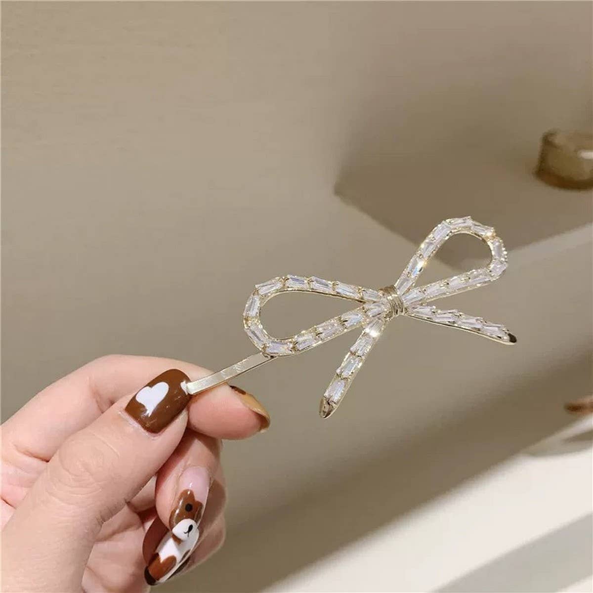 RHINESTONE BOW HAIR PIN FOR GIRLS OR LADIES_CWAHA4782