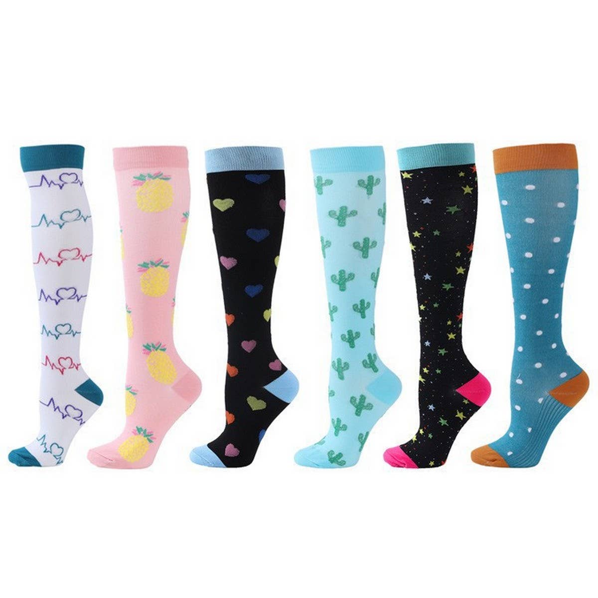 PATTERNED SPORTS LONG COMPRESSION SOCKS SET_CWMS1879