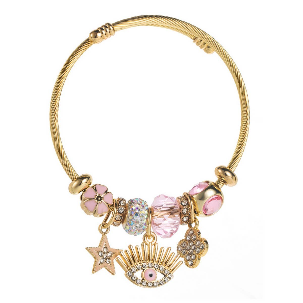 STYLISH ALLOY EVIL EYE BRACELET WITH RHINESTONES_CWMM8570