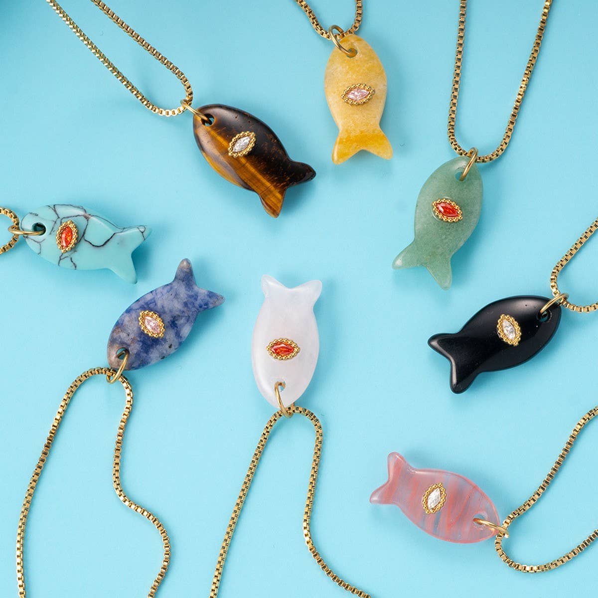 MINIMAL FISH PENDANT NECKLACE FOR BEACH_CWMM7524