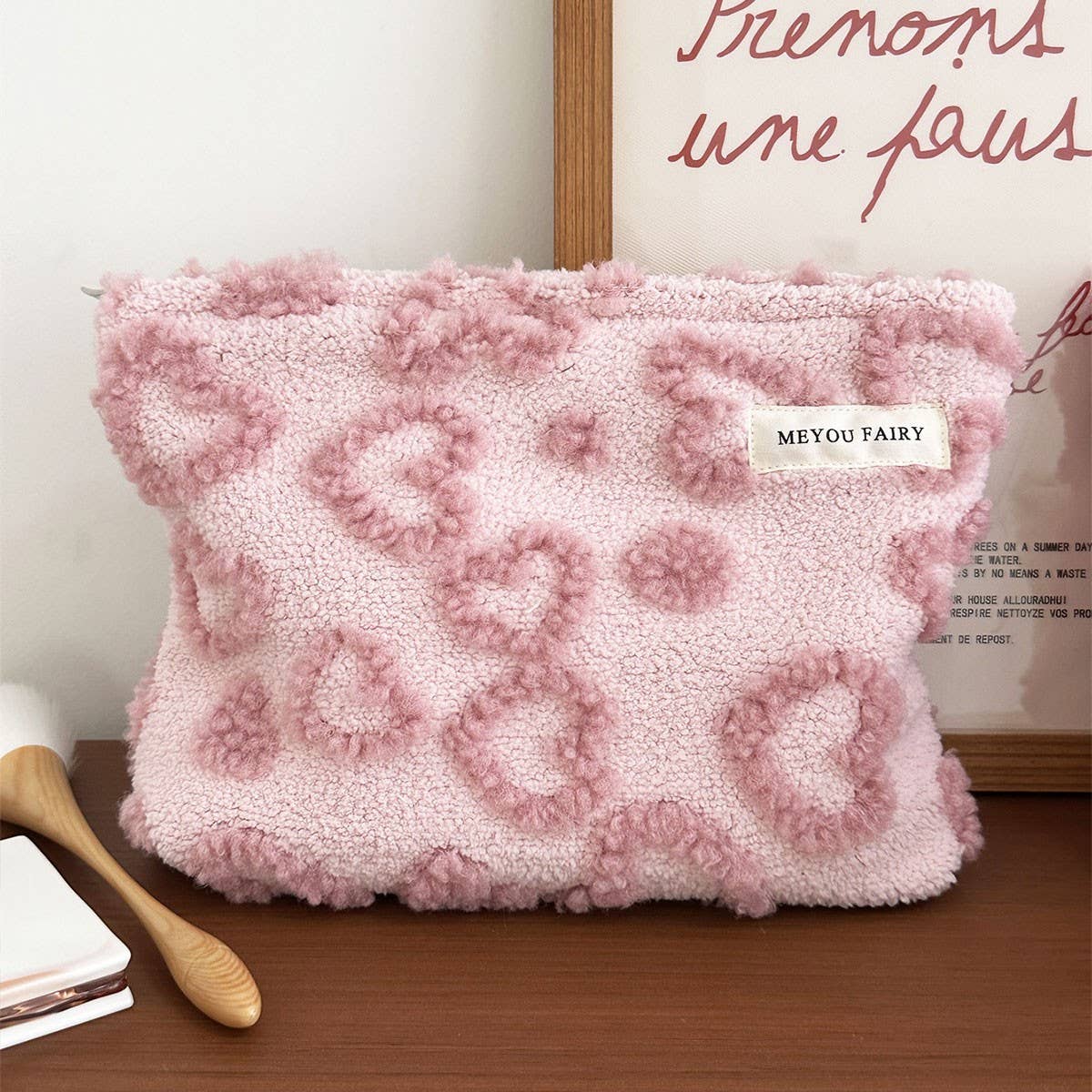 Plush Heart Makeup Bag Thickened Travel Wash Pouch_Cuab00672