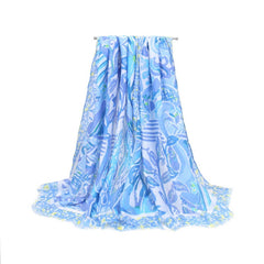 Uv Protection Silk Scarf Floral Beach Shawl_Cwasc0677