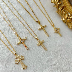 NEW CREATIVE MINIMALIST CROSS ROSE NECKLACE_CWMM3891