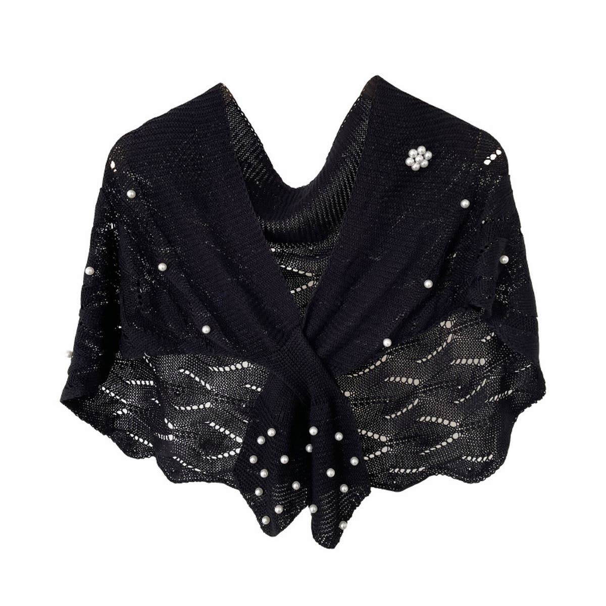 STRIPED OUTER KNITTED DECORATIVE SHAWL_CWASC0759