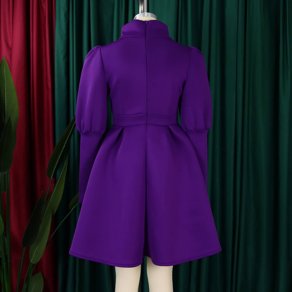 TEMPERAMENT HIGH COLLAR SLIM WAIST A LINE DRESS_CWDSD6086