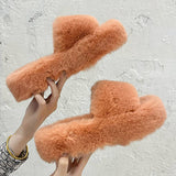 Wear Thick Bottom Of Plush Slippers Outside