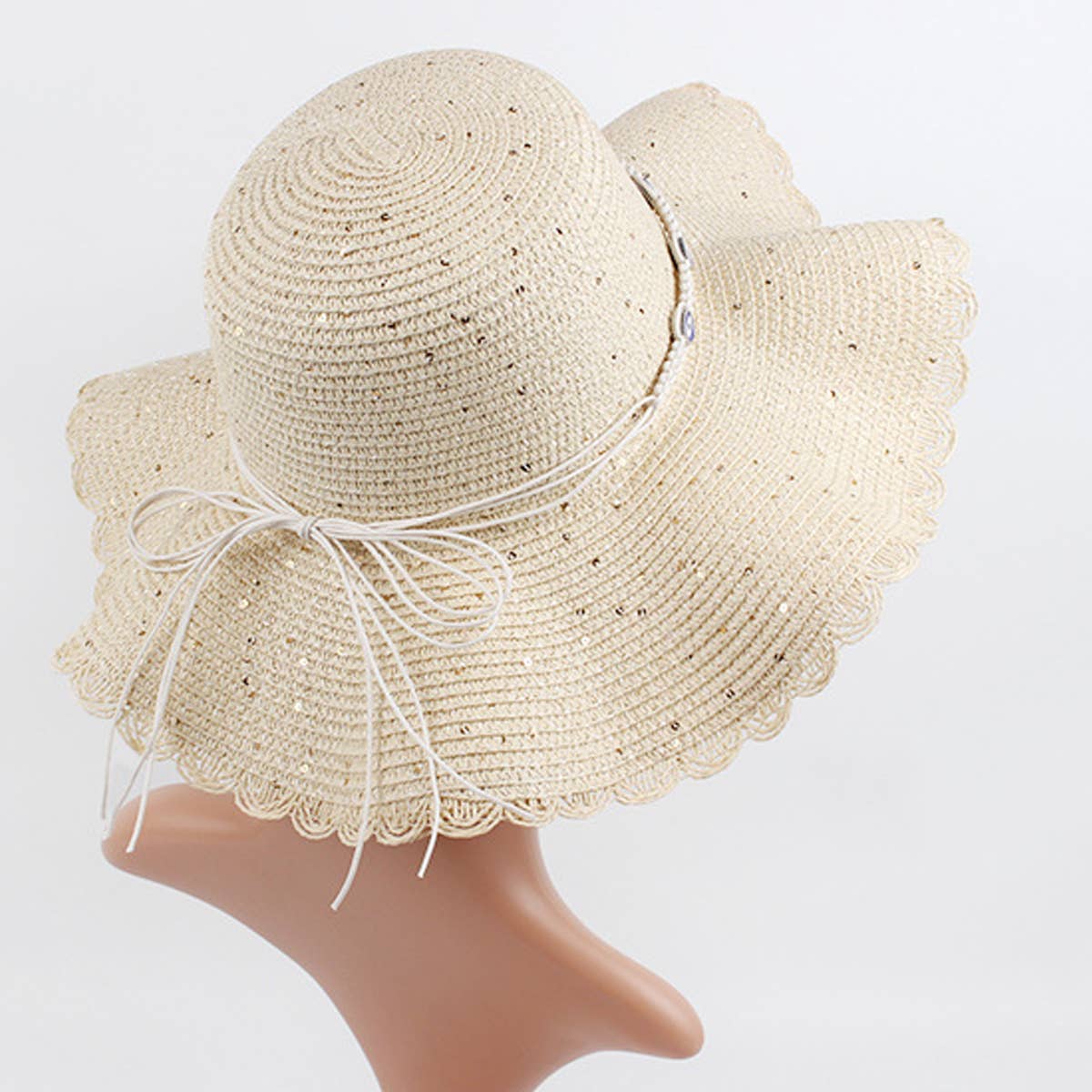 Women Casual Visor Dome Wave Brim Straw Hat_Cwah1197