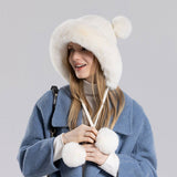 CUTE FUR BALL WARM EARMUFFS HOODIE_CWASC1133