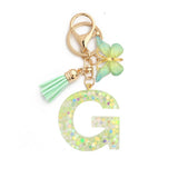 GREEN BUTTERFLY RESIN LETTER KEYCHAIN WITH GLITTER_CWAB5079