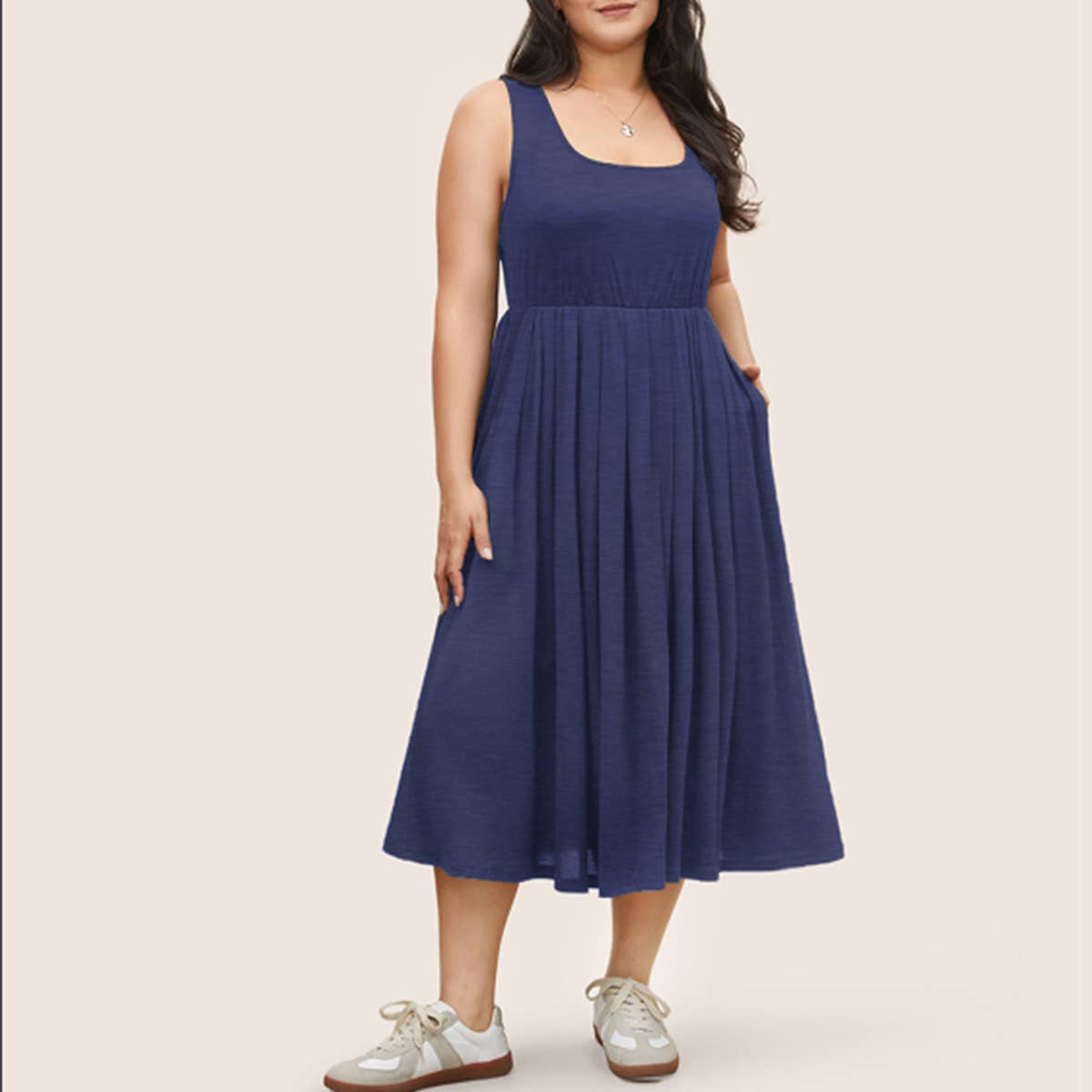 ELEGANT MIDI DRESS MINIMALIST CHIC STYLE_CWDHL1040