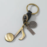 Vintage Musical Note Cowhide Car Keychain_Cwmm4777