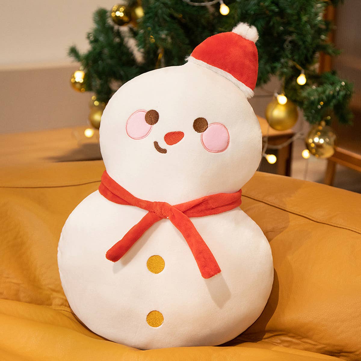 CARTOON CHRISTMAS SNOWMAN CHRISTMAS TREE PILLOW_CWMM1440
