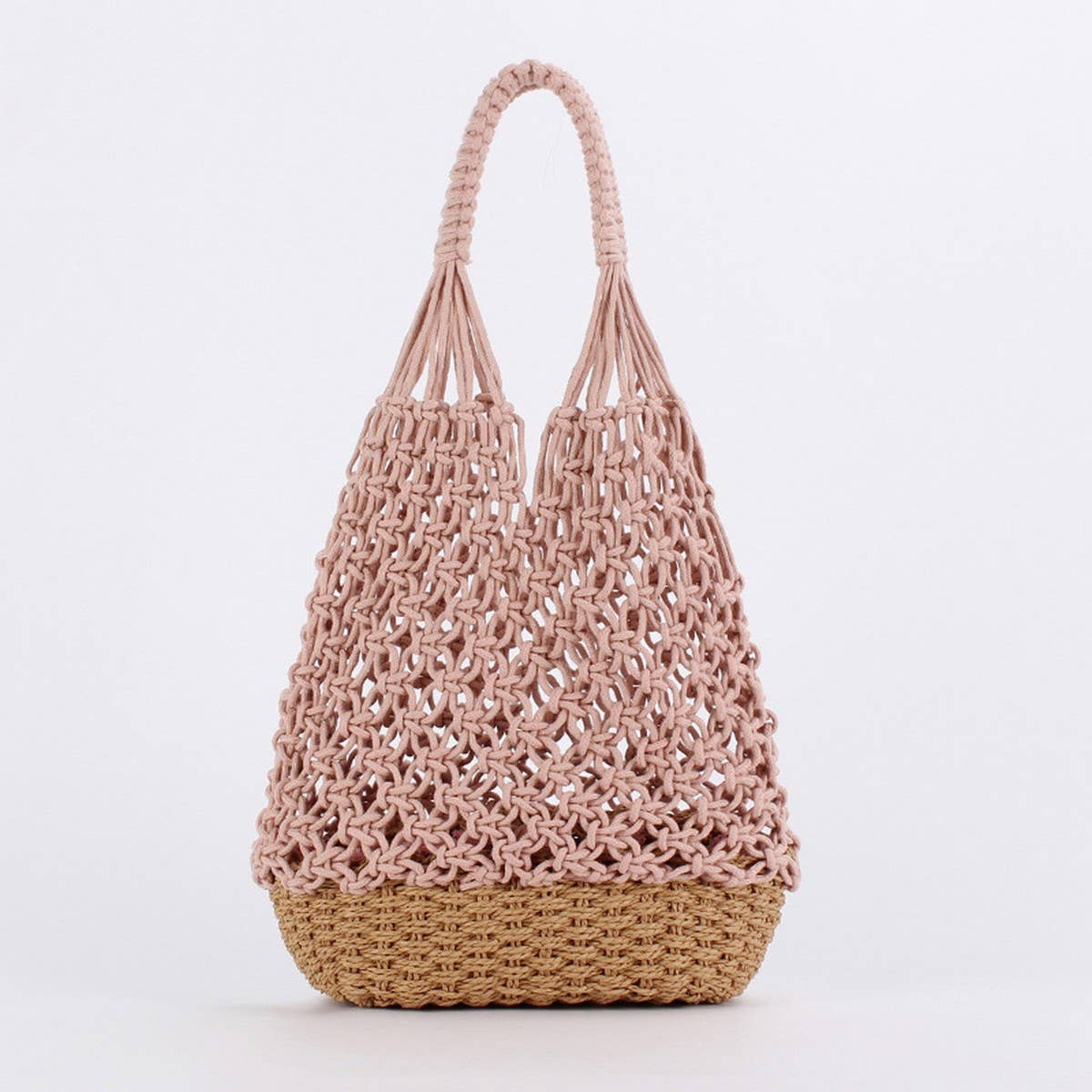 TASSEL HOLLOW COTTON ROPE HAND WOVEN BAG_CWAB4690