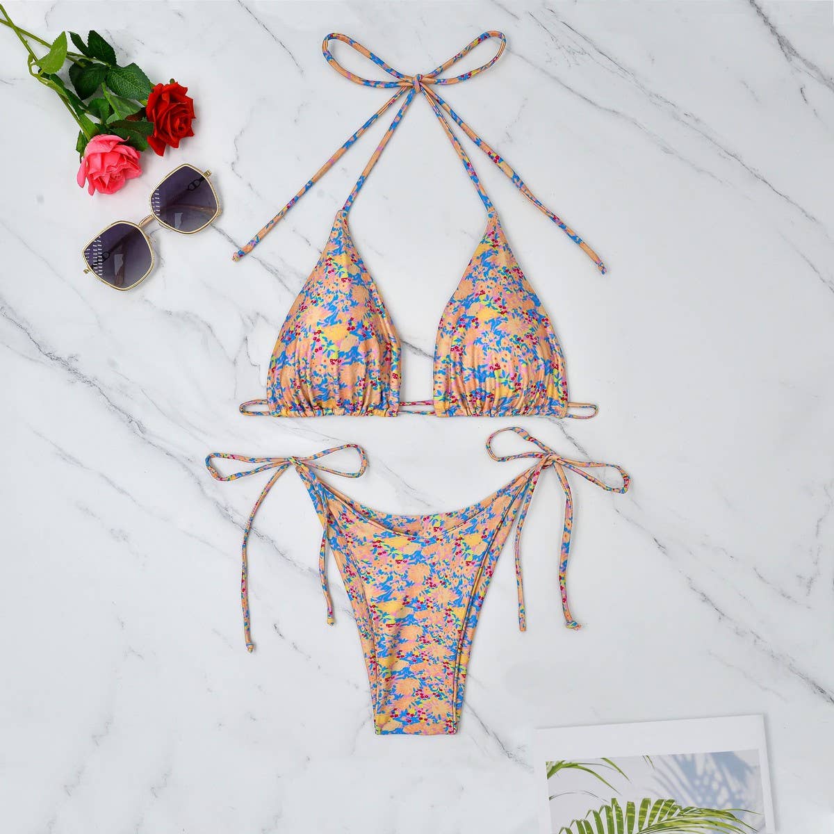 LACE UP BIKINI BEACH SEXY TWO PIECE SWIMSUIT_CWMW0751