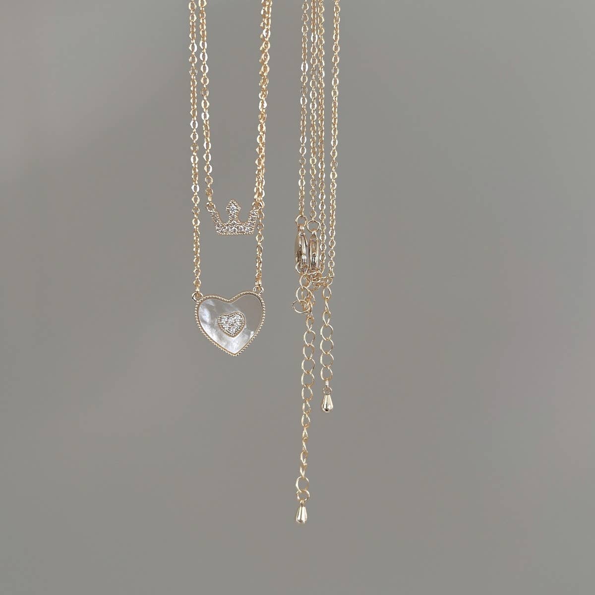 DOUBLE LAYER LOVE SHELL NECKLACE_CWAJE1258