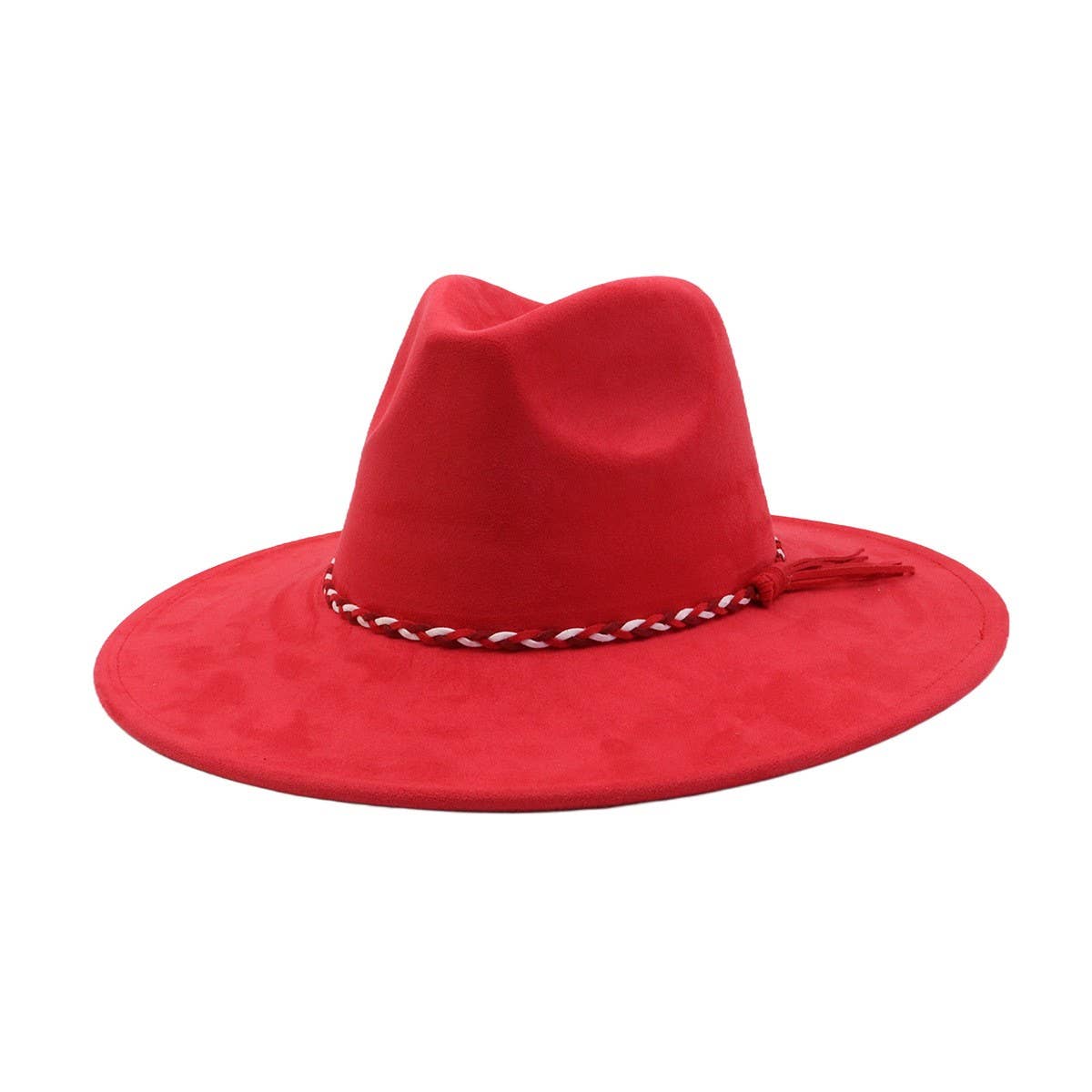 Unisex Suede Wide Brim Fedora Hat Couple Style_Cwah04448