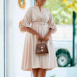 FASHIONABLE AND ELEGANT PLUS SIZE PLEATED DRESS_CWDSD6066