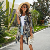 PEACOCK IN FULL BLOOM PRINT FRONT OPEN KIMONO_CWASC0800