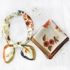ELEGANT FLORAL SATIN SCARF FOR WORK SUN PROTECTI_CWASC1164