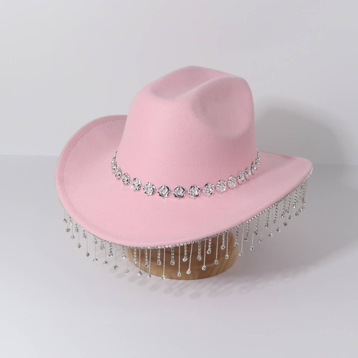RHINESTONE FRINGE PANAMA COWBOY HAT WITH EYE GEMS_CWAH3630