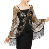 BEADED SEQUIN MIDI SHAWL VINTAGE EVENING COVER_CWMM8956