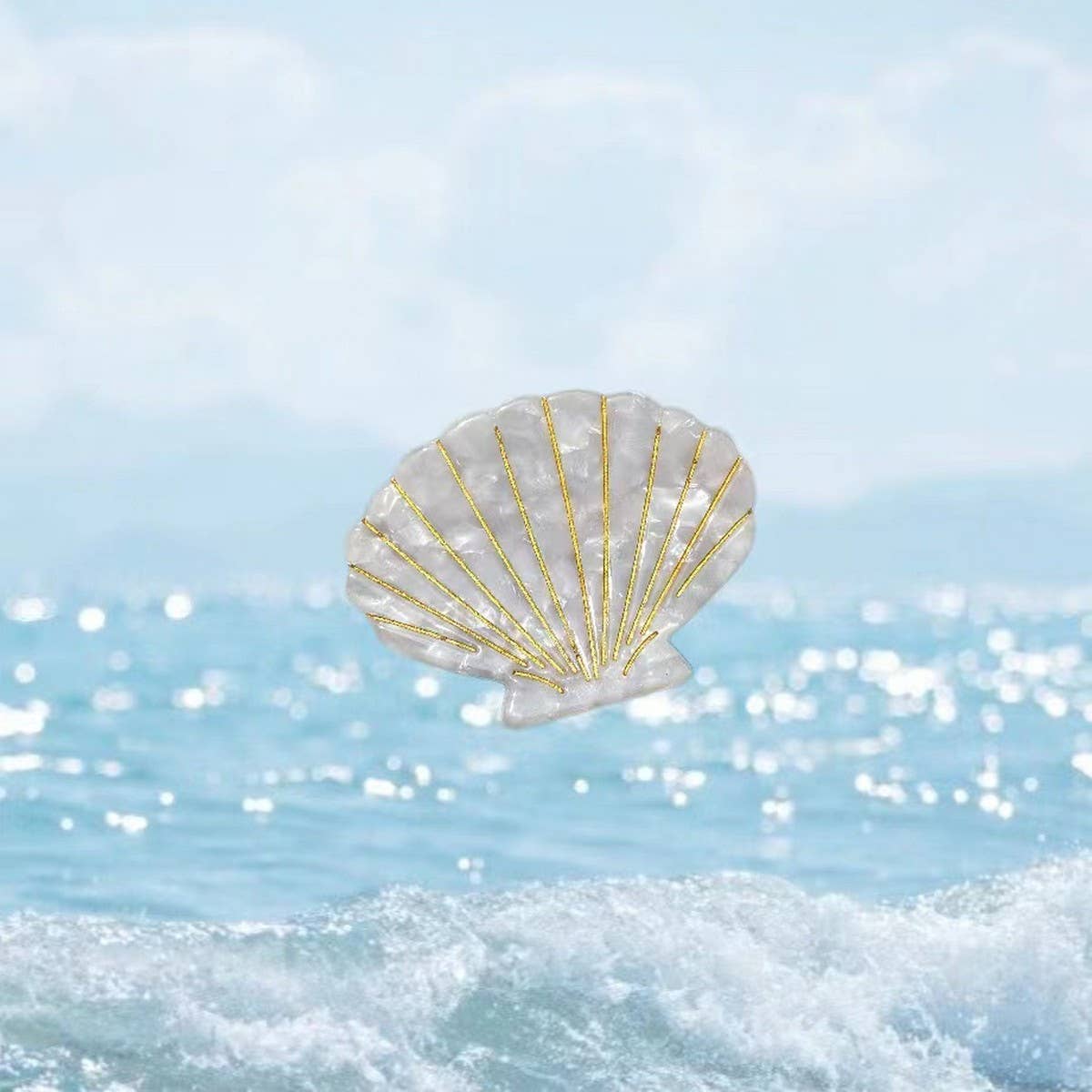Sea Shell & Lobster Hair Claw, Ocean Animal Clip_Cwaha07131