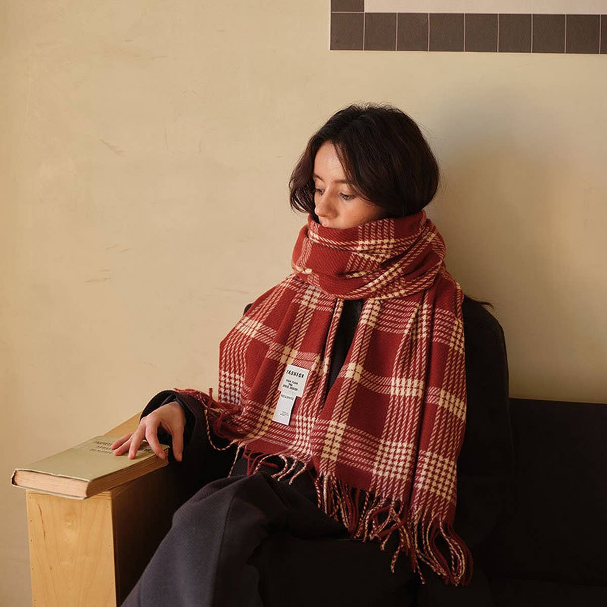 ANGORA RED SCARF FOR WOMEN WINTER WARMTH STYLE_CWASC2297