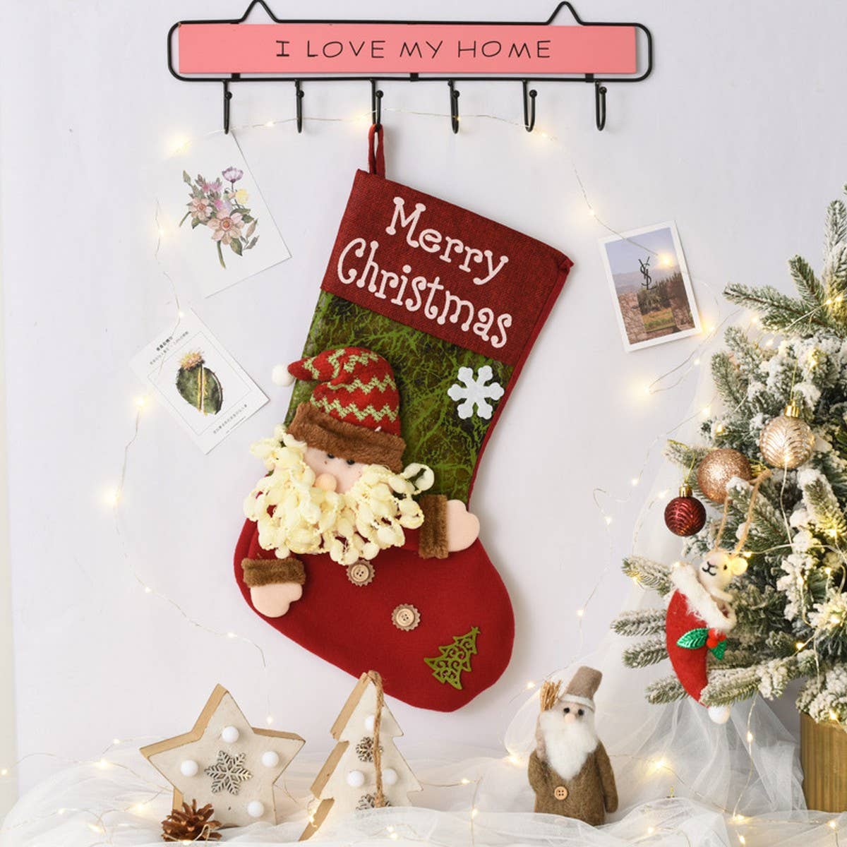 SEQUINED 3D SANTA CLAUS CHRISTMAS STOCKINGS_CWMS1424