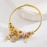 DIY CROWN BEAR LETTER CHARM COUPLE BRACELET_CWMM8493