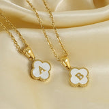 Cwaje1944_Simple Four Leaf Clover Letter Necklace